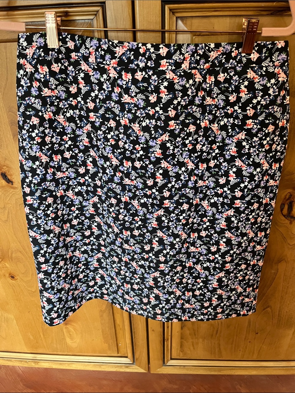 Liz Claiborne Black Pencil Skirt with Pink & Blue Floral Print